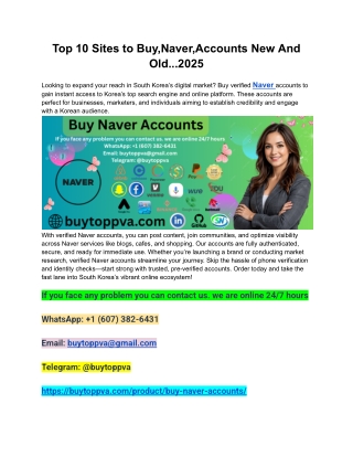 Top 10 Sites to Buy,Naver,Accounts New And Old...2025