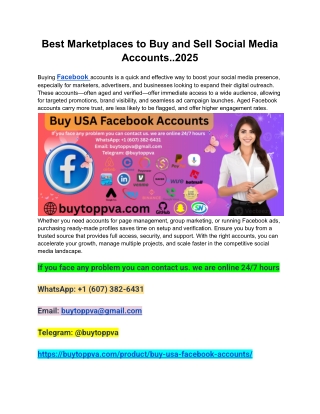Best Marketplaces to Buy and Sell Social Media Accounts..2025