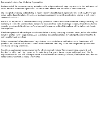 Bathroom marketing possibilities