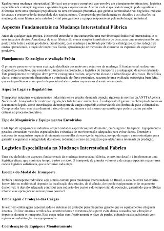 Mudanças interestaduais: como garantir segurança e agilidade na fábrica