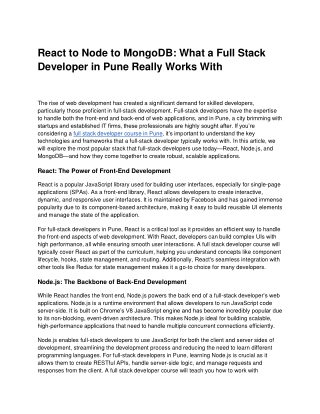 React to Node to MongoDB_ What a Full Stack Developer in Pune Really Works With