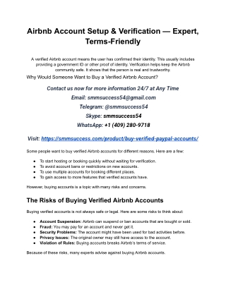 Airbnb Account Setup & Verification — Expert, Terms-Friendly