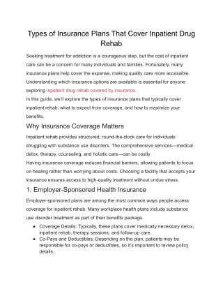 Types of Insurance Plans That Cover Inpatient Drug Rehab (1)