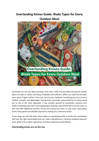 Overlanding Knives Guide: Blade Types for Every Outdoor Meal