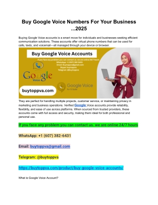 Buy Google Voice Numbers For Your Business ...2025