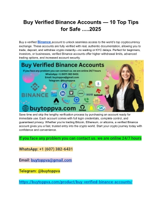 Buy Verified Binance Accounts — 10 Top Tips for Safe .....2025