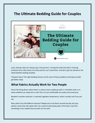 Choose the Best Bedding for Couples