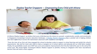 Shadow Teacher Singapore — Empowering Every Child with
