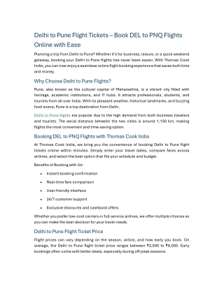 Delhi to Pune Flight Tickets – Book DEL to PNQ Flights Online with Ease
