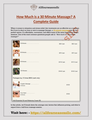 How Much is a 30 Minute Massage? A Complete Guide