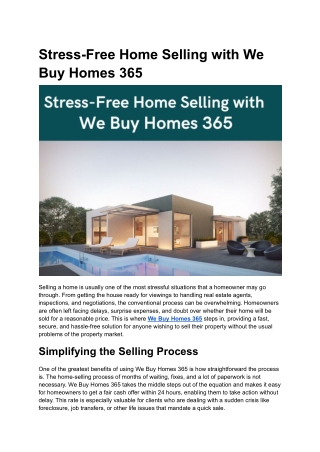 Sell Any Home, Any Condition with We Buy Homes 365
