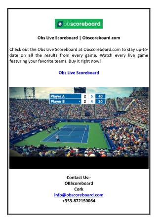 Obs Live Scoreboard | Obscoreboard.com