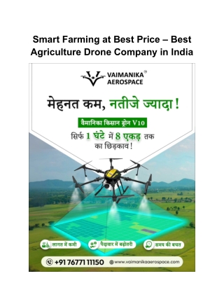 Smart Farming at Best Price – Best Agriculture Drone Company in India