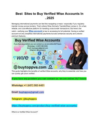 Best  Sites to Buy Verified Wise Accounts In ..2025