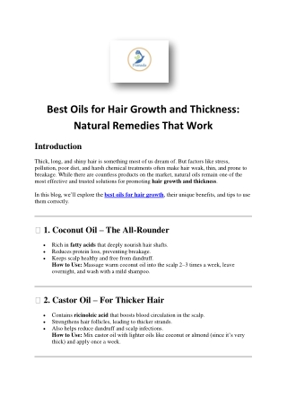 Best Oils for Hair Growth & Thickness | Natural Remedies