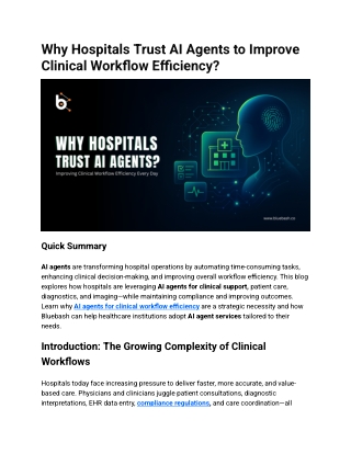 AI Agents for Clinical Workflow Efficiency | Bluebash