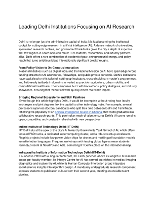 Leading Delhi Institutions Focusing on AI Research