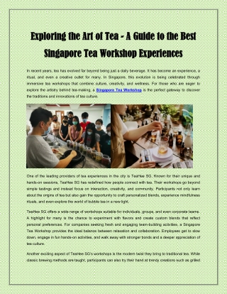 Exploring the Art of Tea - A Guide to the Best Singapore Tea Workshop Experiences
