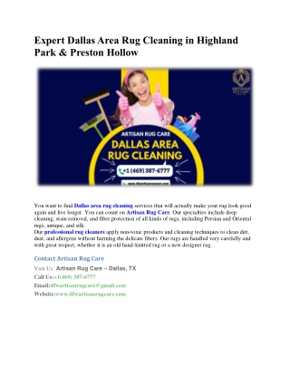 Expert Dallas Area Rug Cleaning in Highland Park