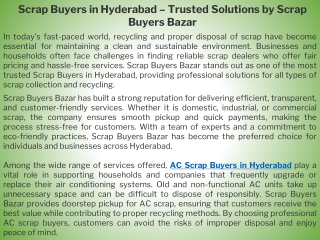Scrap Buyers in Hyderabad – Trusted Solutions by Scrap Buyers Bazar