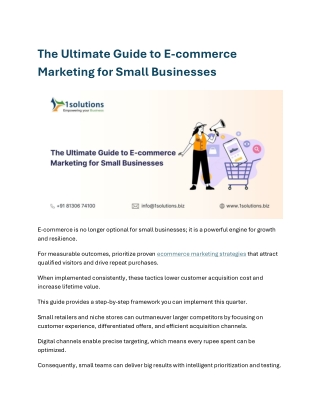 The Ultimate Guide to E-commerce Marketing for Small Businesses