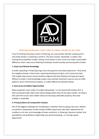 Real Estate Brokers in Pickering