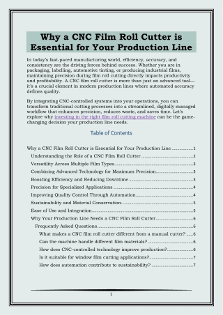 Essential CNC Film Roll Cutter for Your Production Line