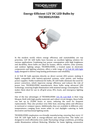 Energy-Efficient 12V DC LED Bulbs by TECHDELIVERS