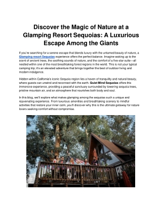 Discover the Magic of Nature at a Glamping Resort Sequoias_ A Luxurious Escape Among the Giants
