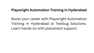 Playwright Automation Training in Hyderabad