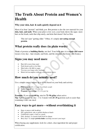 The Truth About Protein and Women