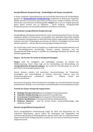 Energieeffiziente Kompostierung – Nachhaltigkeit mit Enypro neu gedacht