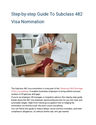 Step-by-Step Guide to Subclass 482 Visa Nomination | Visa Empire