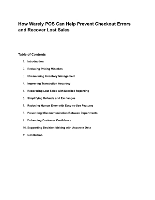 How Warely POS Can Help Prevent Checkout Errors and Recover Lost Sales