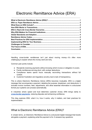 Electronic Remittance Advice (ERA)