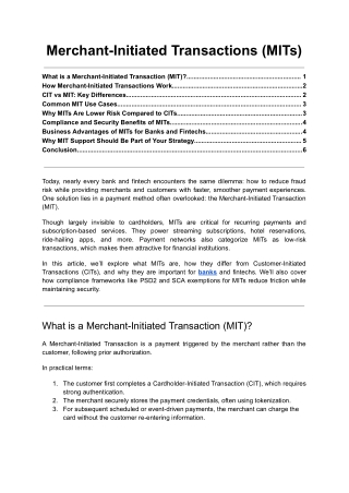 Merchant-Initiated Transactions (MITs)