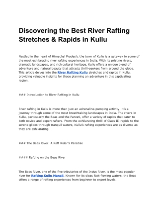 Discovering the Best River Rafting Stretches & Rapids in Kullu