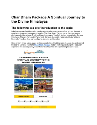 Char Dham Package A Spiritual Journey to the Divine Himalayas