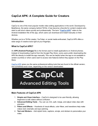 CapCut APK_ A Complete Guide for Creators