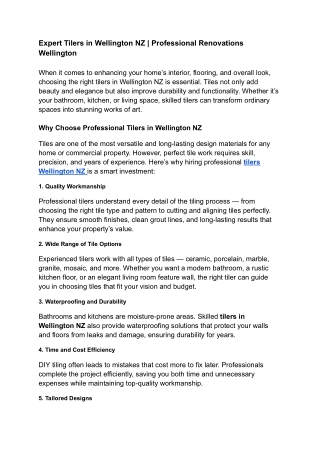 Expert Tilers in Wellington NZ  Professional Renovations Wellington