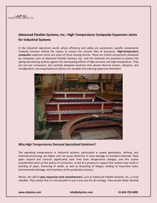 Advanced Flexible Systems, Inc.High-Temperature Composite Expansion Joints for Industrial Systems