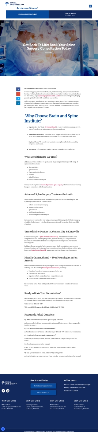 Spine Surgery Treatment Austin  Spine Doctor Johnson City