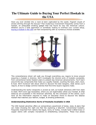 The Ultimate Guide to Buying Your Perfect Hookah in the USA