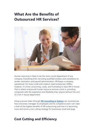 What Are the Benefits of Outsourced HR Services