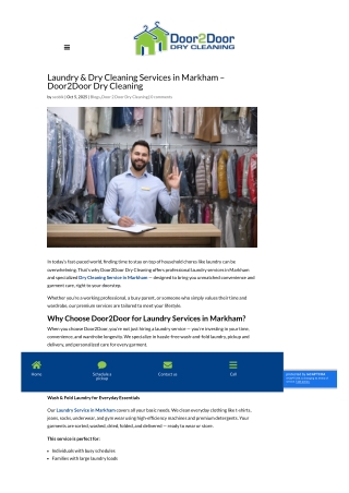 Premium Laundry & Dry Cleaning Service in Markham  Door2Door