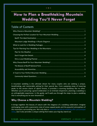 How to Plan a Breathtaking Mountain Wedding You’ll Never Forget