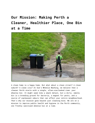 Our Mission: Making Perth a Cleaner, Healthier Place — One Bin at a Time