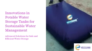 Innovations in Potable Water Storage Tanks for Sustainable Water Management
