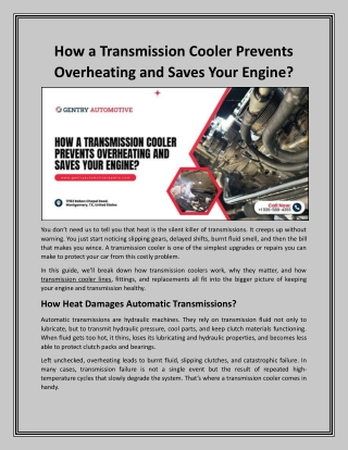 How a Transmission Cooler Prevents Overheating and Saves Your Engine