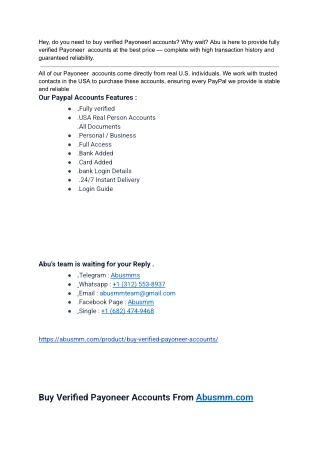 Top 5 Best Platforms for Buy Verified Payoneer Accounts